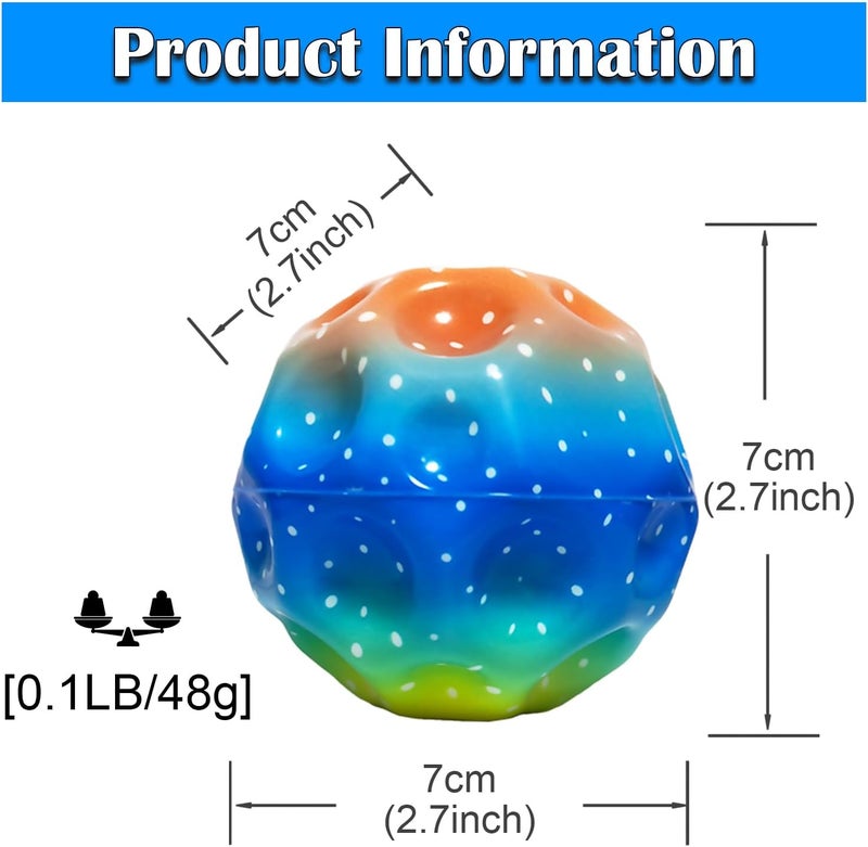 QOUXZ 6 Pack Astro Jump Ball, Multicolored Spaceballs, Super High Bouncing Lightweight for Children, Bouncy Balls, Jumping Toy for Stress Relief - Image 2